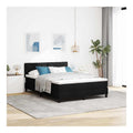 Boxspringbett mit Matratze Schwarz 140 x 200 cm Stoff, Modernes LED-Bett, verstellbares Kopfteil, robuster Bettgestell, Holz, bequemer Schlaf, praktische Schlafzimmermobel