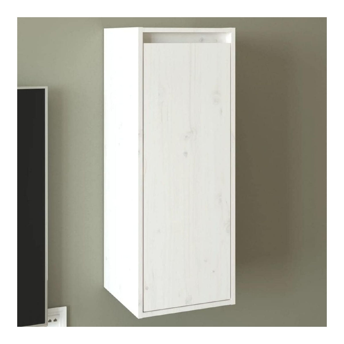 30x30x80 cm Wandschrank TV Schrank mit 2 Fachern Hangeschrank Bucherregal Schrankregal Wandregal Schwebende Schrank Schweberegal fur Wohnzimmer Schlafzimmer Massivholz Kiefer Wei