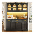 Kuchenschrank mit RGB-LED, 3 Glasvitrinen, 187cm(H)