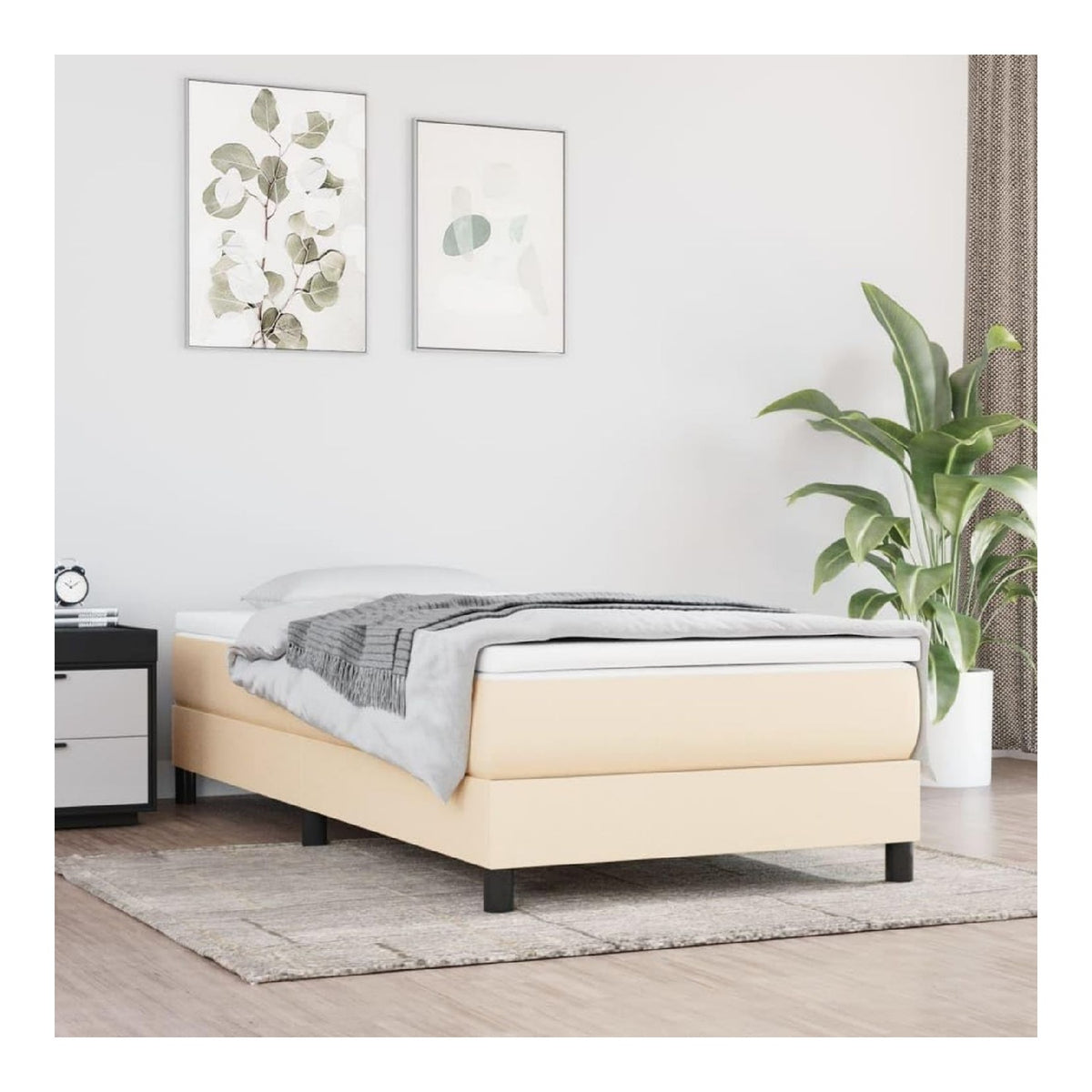 Bettgestell Familienbett Plattformbettrahmen Schlafzimmermobel Inneneinrichtung Schlichte und Saubere Optik Creme 203x80x25 cm
