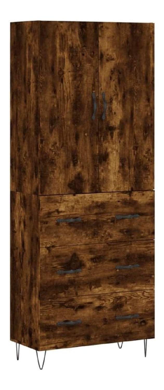 Buffet Bahut Kommode Schrank Aufbewahrungsschrank Organizer Kuche Wohnzimmer Wohnzimmer Hoch 69,5 x 34 x 180 cm Holz Holz Braun 02_0033544
