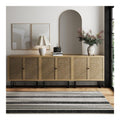 Nathan James Kova Sideboard aus Rattan-Holz, Aufbewahrungsschrank, Konsolentisch mit mattem Metallrahmen, verstellbaren Regalen und Stangenturen, fur Flur oder Wohnzimmer, helle