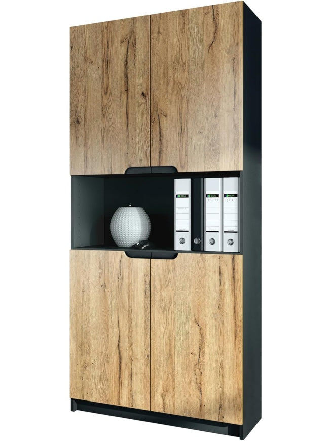 Buroschrank mit funf Fachern und vier Turen fur Buro und Homeoffice