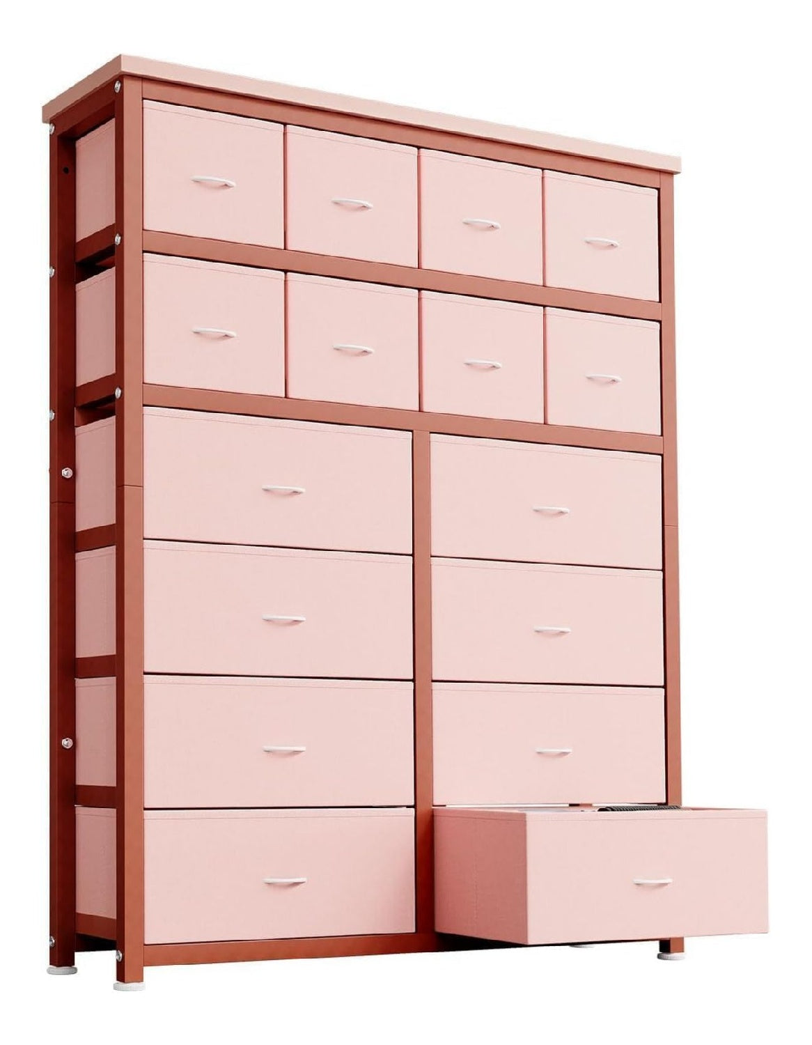 Kommode Mit Schubladen - Kommoden & Sideboards Fur Schlafzimmer Geeignet, Komodenschrank Mit 16 Schubladen, Stoffkommode Mit Stabilem Stahlrahmen, Ideal Fur Schlafzimmer, Wohnzimmer Rose