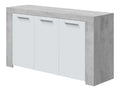 modernes Sideboard mit 3 Turen - Buffet & Beistellschrank fur Esszimmer oder Wohnzimmer in Artik wei & Zementgrau, viel Stauraum, Ma e: 144 x 80 x 42 cm (B x H x T), Modell Ambit