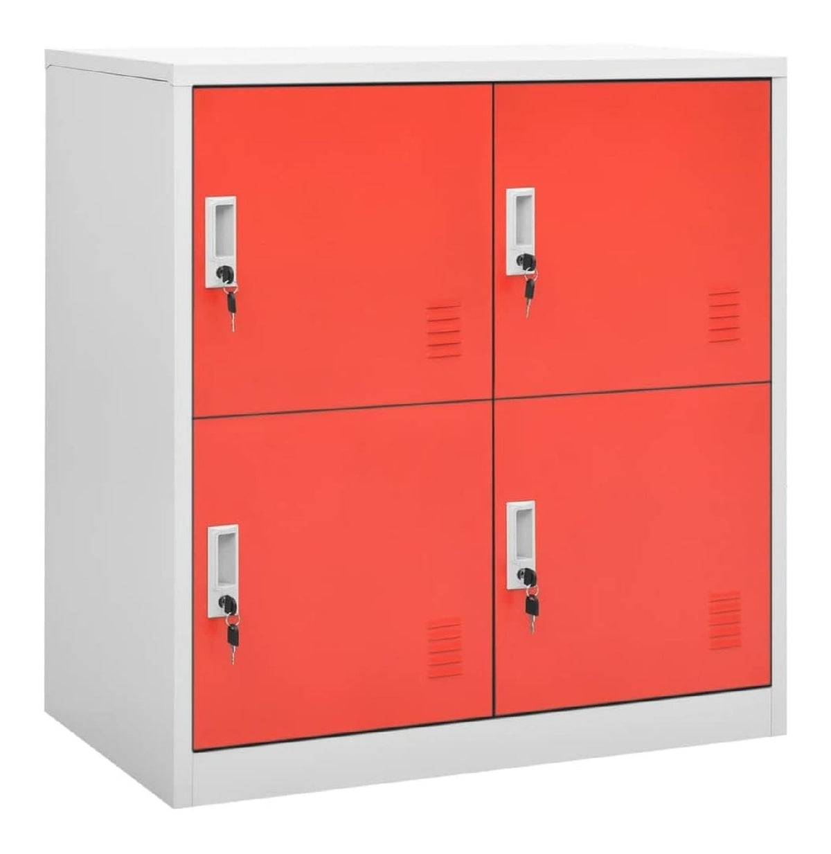 Schlie fachschrank Hellgrau und Rot, 90x45x92,5 cm, Stahl, mit 4 Schlie fachern, robuster Spind fur Buro und Schule, abschlie barer Aufbewahrungsschrank