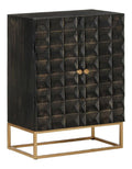Sideboard Schwarz 55x34x75 cm Massivholz Mango und Eisen Schrank Vitrine Buffet fur Wohnzimmer Schlafzimmer Flur Aufbewahrung Ordnung