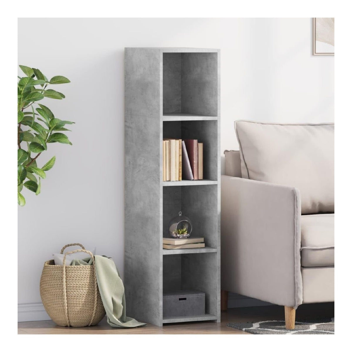 Item-Highboard Betongrau 30x41x124cm Holzwerkstoff Schranke & Aufbewahrung, Buffets & Sideboards