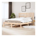 Massivholzbett 140 x 200 cm Holzrahmen Braun Futonbett Kiefer Bettrahmen Jugendbett Schlafzimmerbett Komfortbett Bettgestell Massivholzmobel Schlafzimmermobel