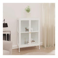 Sideboard Wei aus Stahl und gehartetem Glas 75x35x105 cm Standregal mit verstellbaren Einlegeboden und Fu en fur Wohnzimmer Flur Esszimmer