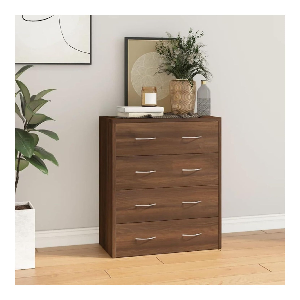 Kommode mit 4 Schubladen 60x30,5x71 cm Braun Eichen-Optik, Kommoden & Sideboards, Komodenschrank, Sideboard Schlafzimmer, Schlafzimmermobel - 342582