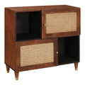Sideboard Braun, 80x33.5x75 cm, Massives Mangoholz & Rohr, Rechteckiger Buffet Schrank mit Stauraum, fur Wohnzimmer, Esszimmer, Kuche