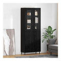 Highboard 2-teilig Schwarz Eichen-Optik Engineered Wood und Glas, Sideboard Buffet Cabinet mit Stauraum, Esszimmer Cabinet, modernes Storage Cabinet, Kuchen Sideboard, Wohnzimmer Credenza