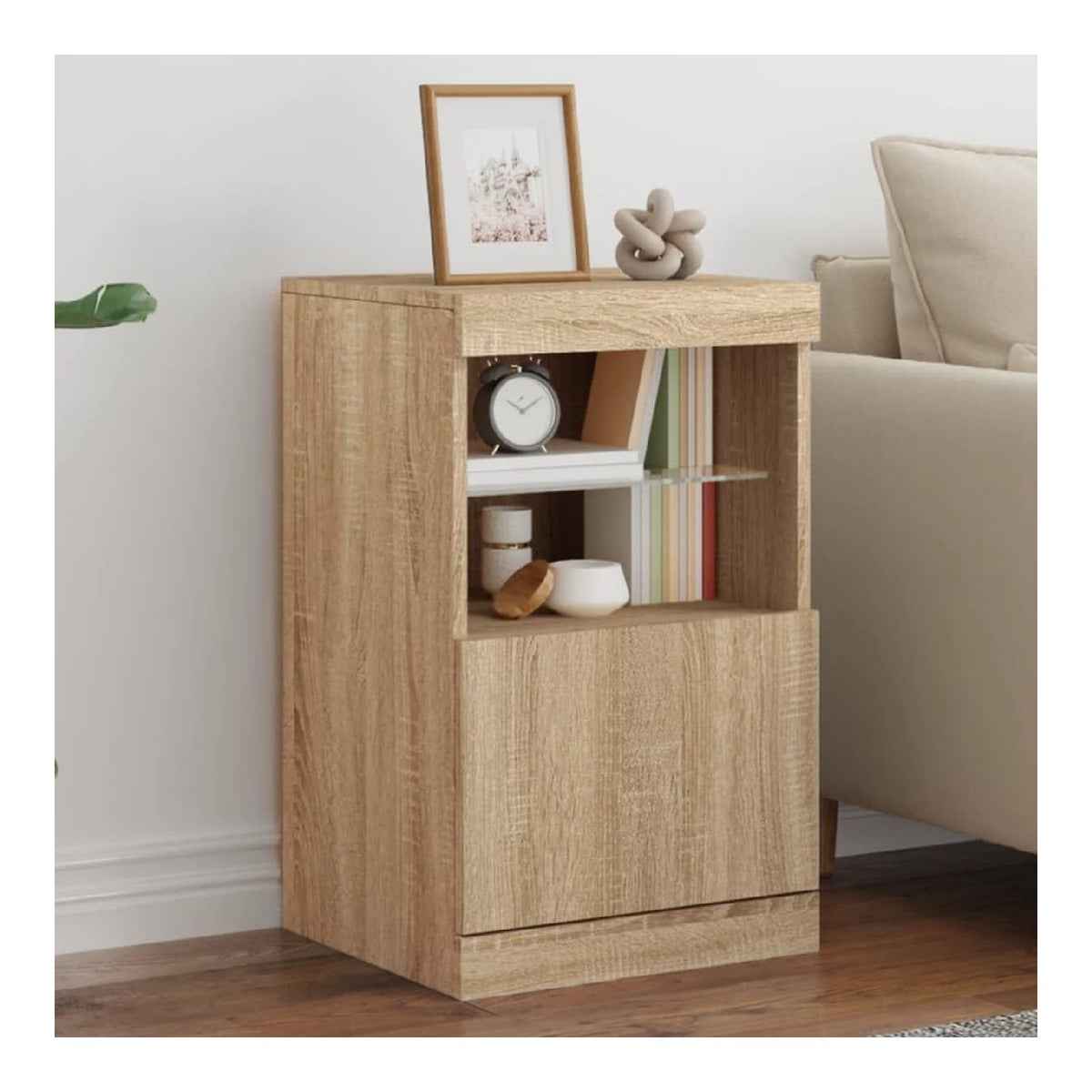 Sideboard mit LED-Leuchten Sonoma-Eiche 41x37x67 cm, Kommode Schlafzimmer, Kommoden & Sideboards, Wohnzimmerschrank, Flur Kommode, Zimmer Mobel - 836681
