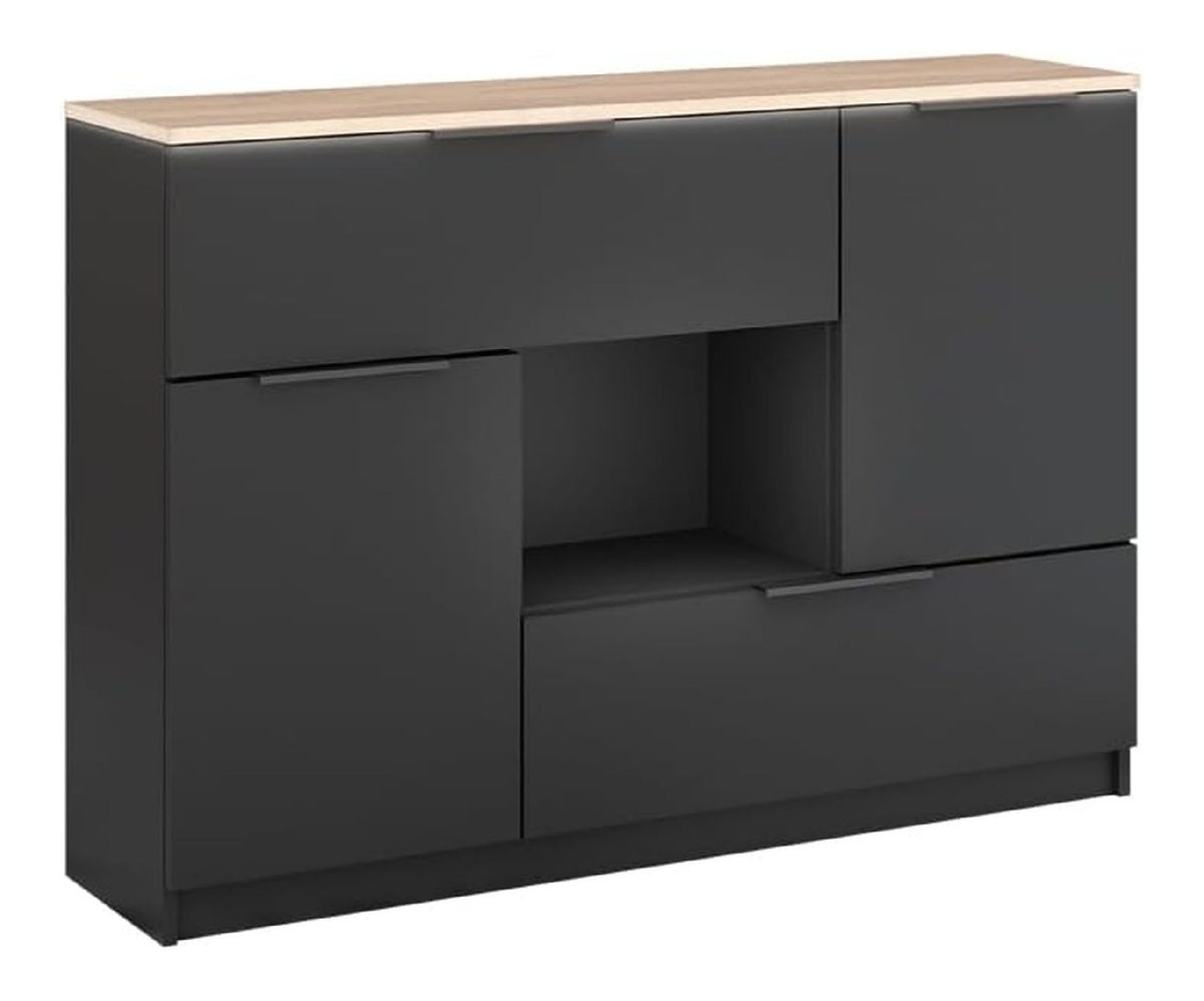 Kommode Betti, Anthrazit/Sonoma, 120 x 83.6 cm