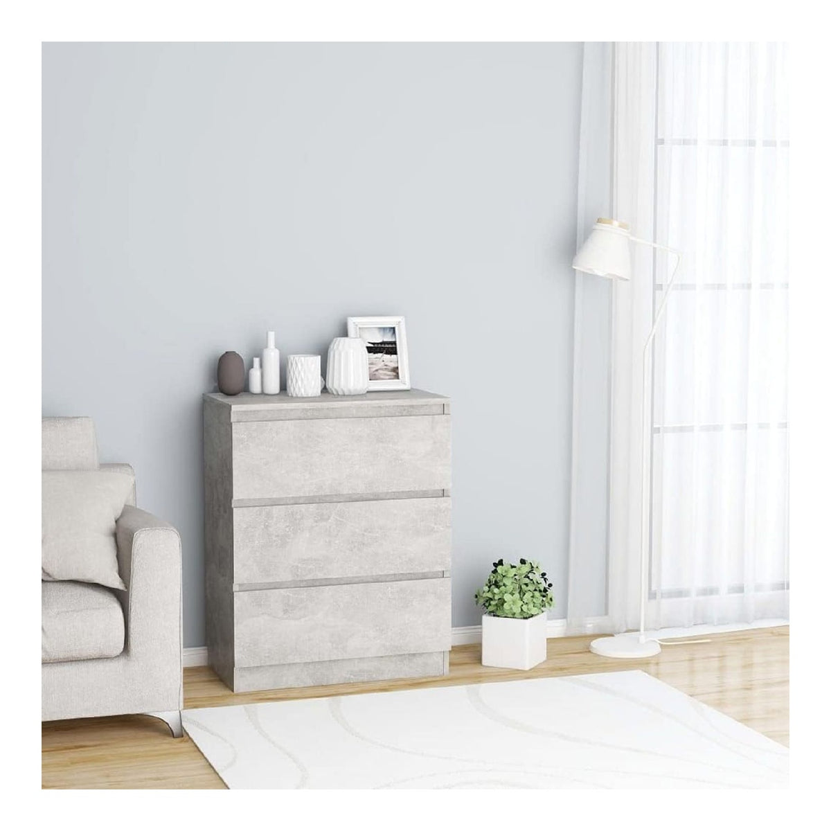 Schranke & Aufbewahrung, Buffets & Sideboards, Heim-Sideboard, Betongrau, 60 x 35 x 76 cm, Holzwerkstoff