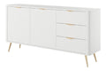 3xE Living Kommode: 3 Schubladen, 2 Turen, wei , 163,2 x 38 x 81,2 cm, abgerundete und kannelierte Fronten