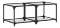 AUVYI Wohnzimmer Couchtische mit Glasplatte 2 STK. 50x50x40 cm Robust und Stabil Kaffeetisch Schlafzimmermobel Wartebereich Tisch Telefontisch Holzwerkstoffe und Stahl und Glas Transparentes