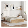 Bettgestell mit Schubladen Sonoma-Eiche 150x200cm, Holzwerkstoff, Robustes Stauraumbett, modernes Design, langlebige Schlafzimmermobel