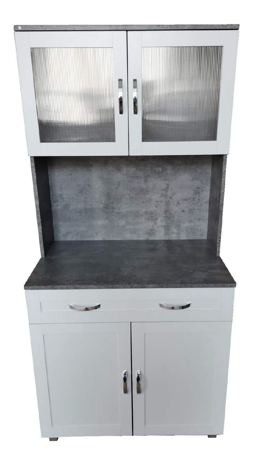 Kuchenbuffet Blanca Kuchenschrank Hochschrank Beton Wei