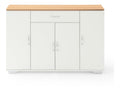 HOMYLIN Coffee Bar Schrank, Kuche Sideboard mit 1-Schublade und 4-Turen, Aufbewahrungsinsel fur Kuche, Esszimmer, Wohnzimmer, Badezimmer, Eingang, Wei