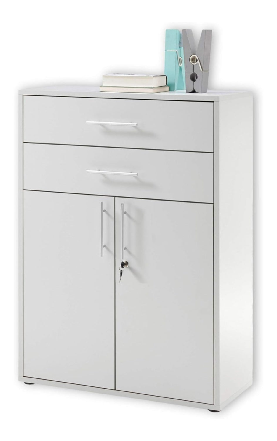 PRONTO Aktenschrank abschlie bar, lichtgrau - Buroschrank mit Schubladen und Turen - Modernes Buromobel Komplettset - 80 x 111 x 35 cm (B/H/T)