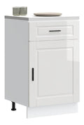 Schubladenschrank mit Tur Sideboard Kuche Organizer Geraumiger Kuchenschrank mit Viel Stauraum Kuchenmobel Aufbewahrungsschrank Hochglanz-Wei 50x46x81,5 cm Holzwerkstoff