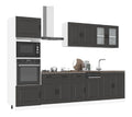7-TLG. Kalmar Kuchenschrank-Set, Schwarz, Holzwerkstoff, Robuste Kuchenmobel mit viel Stauraum, 80x46x81,5 cm, Verstellbare Fu e, Pflegeleicht