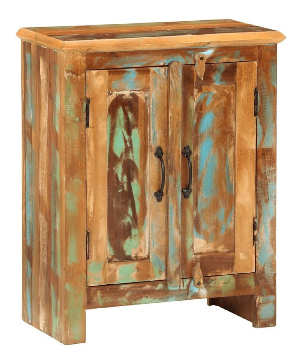 Sideboard mit 2 Turen aus massivem Altholz 55x30x70 cm, Kuchenmobel mit reichlich Stauraum, Buffet- und Wohnzimmerschrank, nachhaltiges Holz, ideal fur Kuche und Esszimmer