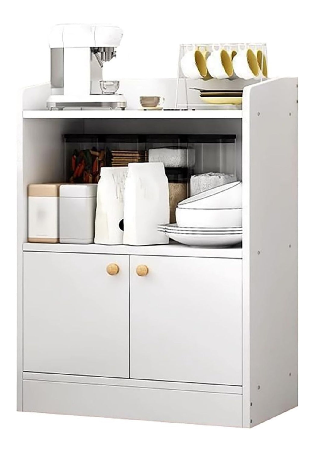 Home Bar Schrank wei mit Stauraum kleines Sideboard Likor-Buffet Mehrzweckkonsole offenes Lagerregal Kuche Eingangsbereich Akzenttisch