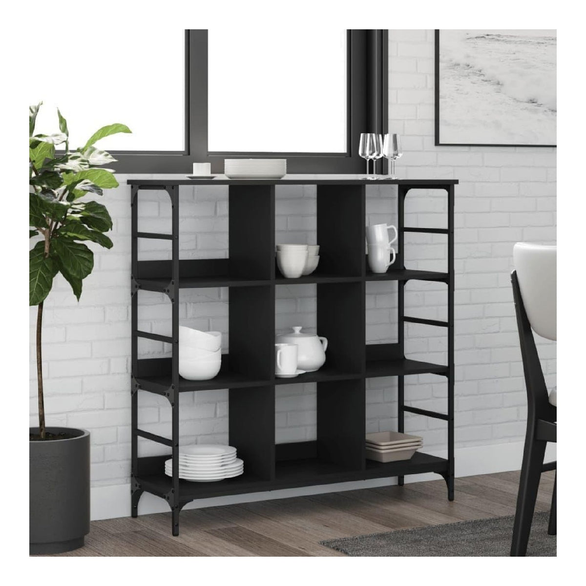 Schranke & Aufbewahrung, Buffets & Sideboards, Sideboard, Schwarz, 102 x 32 x 103,5 cm, Holzwerkstoff