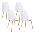 CangLong Satz von 4 Home Chair Modern Transparent Polycarbonat Robuste Esszimmerstuhle mit Metallbeinen fur Kuche Esszimmer & Gardon