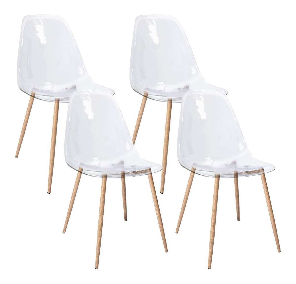 CangLong Satz von 4 Home Chair Modern Transparent Polycarbonat Robuste Esszimmerstuhle mit Metallbeinen fur Kuche Esszimmer & Gardon