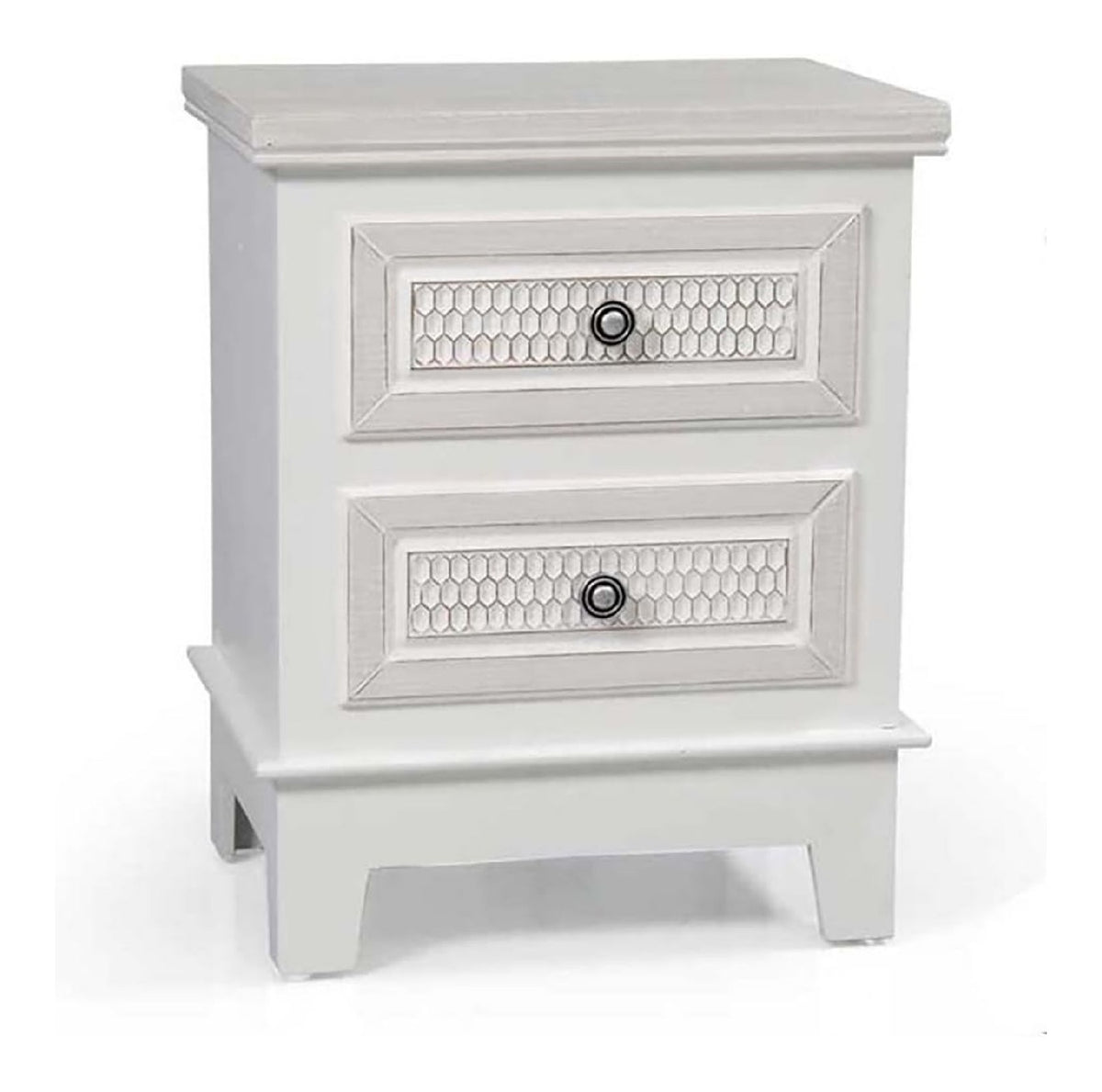 Generico Nachttisch Wei Shabby Chic Modernes Design mit 2 Schubladen fur Schlafzimmer GG2914