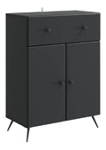 Sideboard mit Schublade, Schwarz, 66 x 34,5 x 90 cm, Beistellmobel aus Holz, mit verstellbaren Einlegeboden, fur Wohnzimmer oder Esszimmer