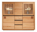 Hochkommode 166 cm breit Highboard Kommode Vitrinenschrank Wohnwimmerschrank Schrank Wohnzimmermobel Buche massiv geolt