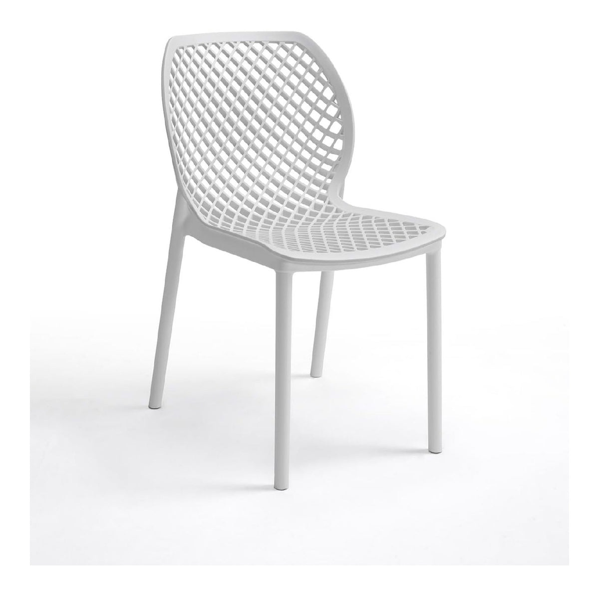 Tomaino - Kuchenstuhl Aria Moderna aus Polypropylen - Set mit Gartenstuhlen - Verwendung im Innen- und Au enbereich - Stapelbar 47 x 60 x 82 cm (6, Wei )