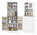 Hohe Kuchenschrank 170 cm mit verstellbaren Regalen, Buffetschrank mit Kabellochern, Tur aus gehartetem Glas, Buffet fur Wohnzimmer, Esszimmer, Mehrzweckschrank 60 x 35 x 170 cm, Wei