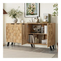 Lexiou Moderner Sideboard mit 4 Turen in dunkler Holzmaserung, 160,5 x 35,5 x 78 cm - Praktisches Design fur Wohnzimmer, Schlafzimmer und Esszimmer (Holz)