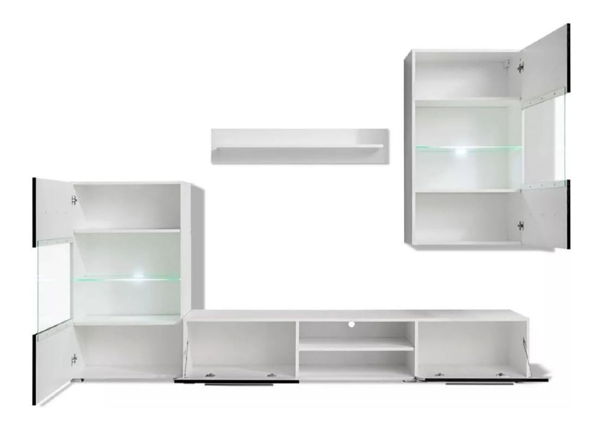 Modernes Wohnzimmermobel-Set, 5-teilig, mit LED-Beleuchtung, Schwarz