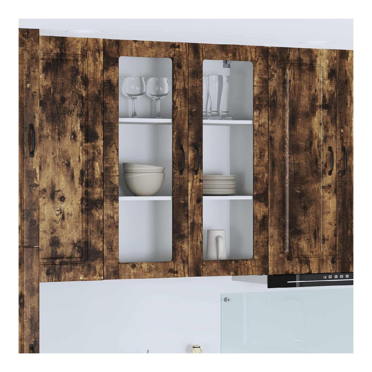 Kalmar Kuchenschrank, Geraucherte Eiche, 80x31x100 cm, Holzwerkstoff, freistehend, fur Kuchenmobel, geraumiger Stauraum