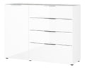 Sideboard Schrank Stauraumschrank Kommode Glasfront in wei modern, B/H/T ca. 134/102/42 cm