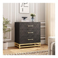 Moderner 3-Schubladen-Kommode aus MDF - Schwarze Holzkommode fur Schlafzimmer mit Metallgriffen, Ablageflache und Stauraum - Farbe: Black