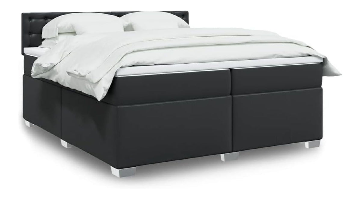 Boxspringbett mit Matratze Schwarz 200x200 cm Kunstleder