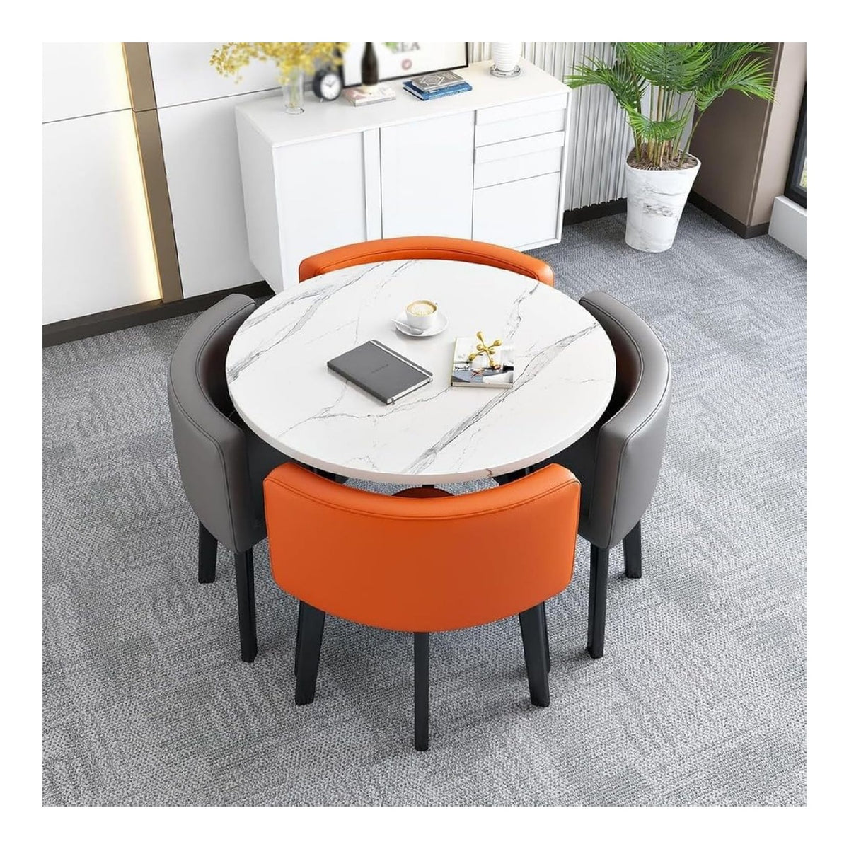 5-teiliges Esstisch-Set mit 4 Stuhlen, quadratisch & rund, Kuchenmobel fur Wohnzimmer, Buro, Schlafzimmer, stilvolles und platzsparendes Design, 70 cm breit