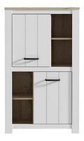 Elara Schrank mit 2 Turen, Holzwerkstoff, Wei Matt / Bianco Eiche, 86,7 x 143,7 x 42,2 cm