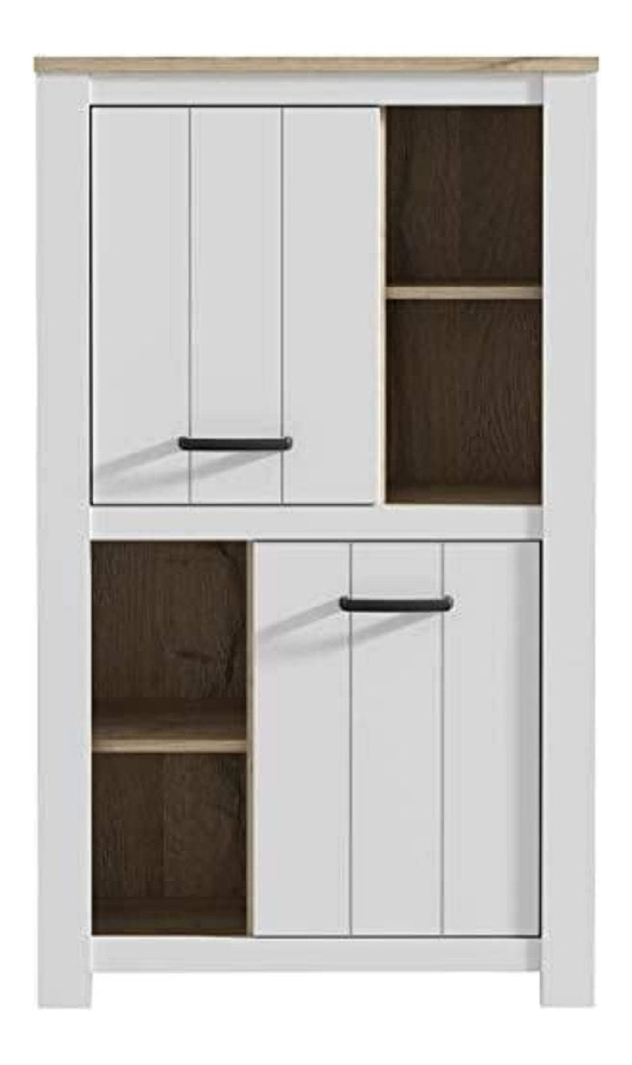 Elara Schrank mit 2 Turen, Holzwerkstoff, Wei Matt / Bianco Eiche, 86,7 x 143,7 x 42,2 cm