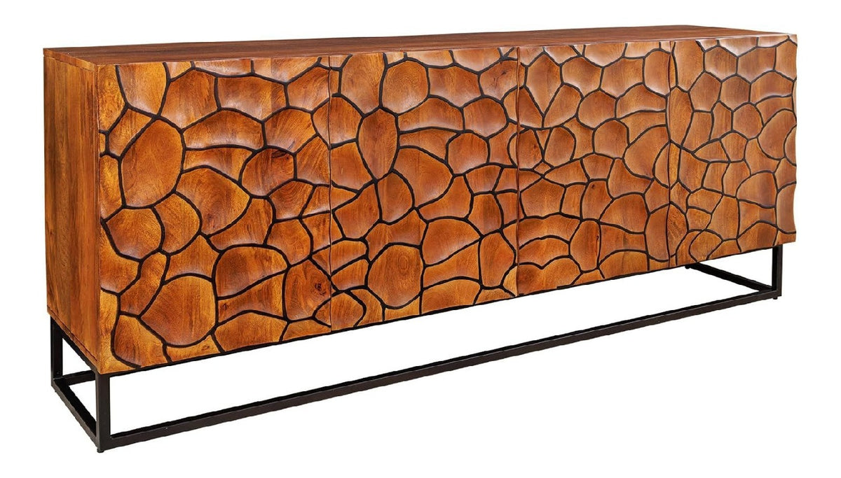 Sideboard VULCANO - 180cm - schwarz braun - Mangoholz handmade mit Stauraum