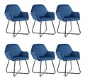 Esszimmerstuhle 6er Set Blau Samt Polsterstuhl mit Armlehnen