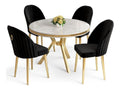 Hanah Home Elegant 5-Piece Dining Table & Chairs Set, White Marble with Gold & Black 100% Lacquer Panel, Metal Legs, Modern Design Perfect for Dining Rooms